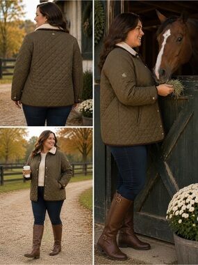Lauren Ralph Lauren Women’s Faux-Shearling-Trim Quilted Barn Utility Jacket XXL
